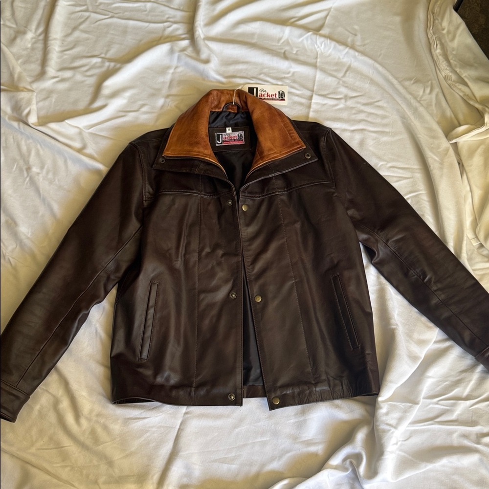 Brown and Tan Leather Jacket